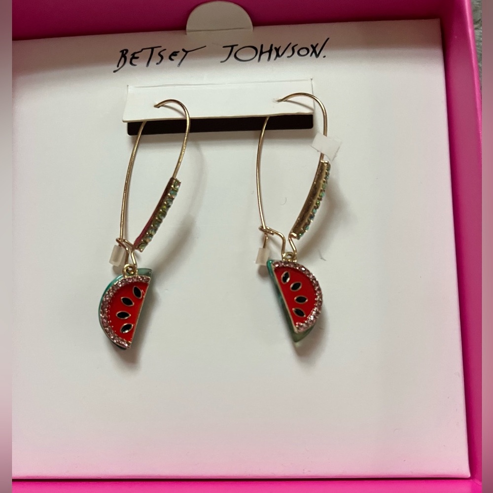 Watermelon Betsey Johnson Earrings New in Box - Picture 5 of 12